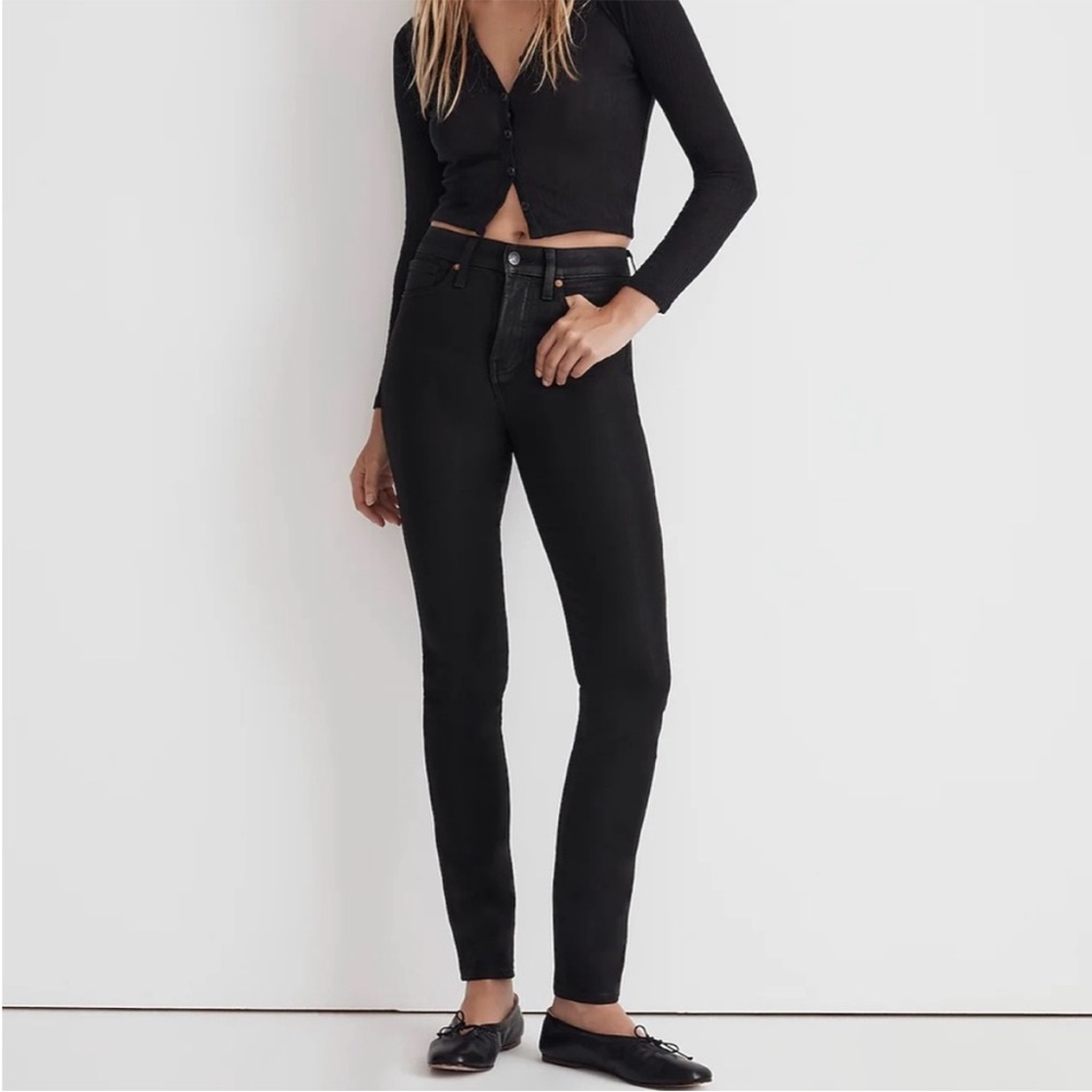 Madewell Waxed Stovepipe Black Jeans Size 24